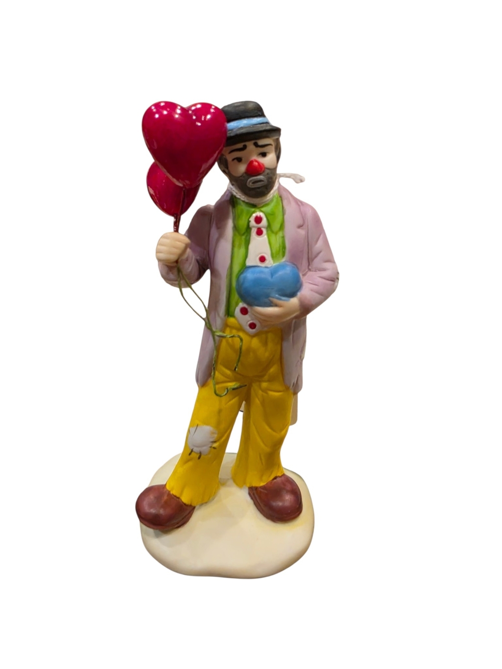 Emmett Kelly Jr. Flambro Clown Figurine Heart Balloons Valentine Collection 7"
